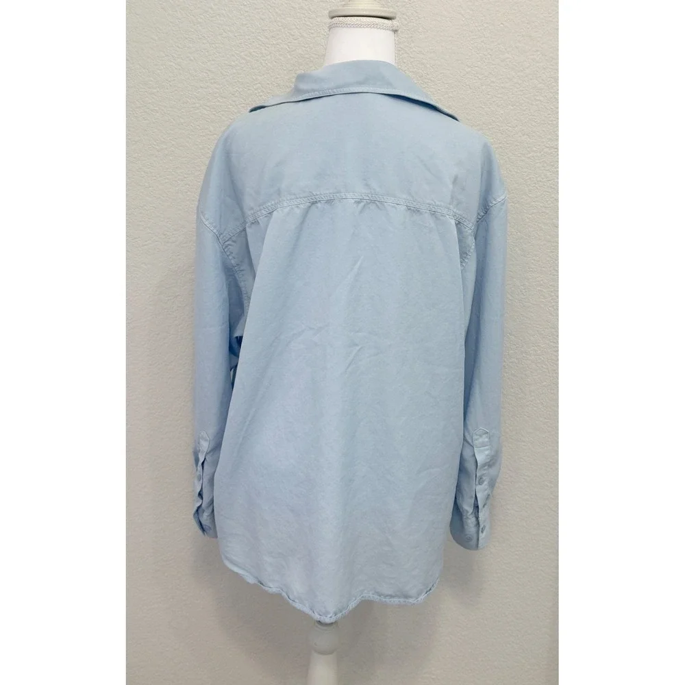 Babaton Aritzia Light Blue Lyocell Button Down Shirt Oversized 2XS